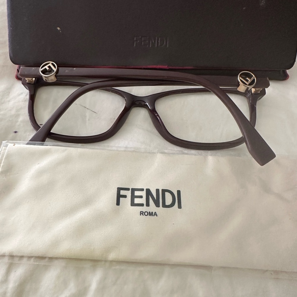 Fendi burgundy  Acetate Glasses with Gold FF Logo Temples